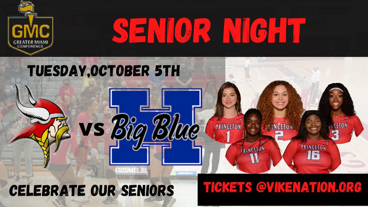 It's Senior Night for our Volleyball Vikings! Princeton hosts Hamilton. Tickets available at vikenation.org/tickets #vikingdiff <a href="/PCSDViking/">PCSDVikings</a> @VikingDiffSuper <a href="/VolleyballVikes/">Princeton Girls Volleyball</a>