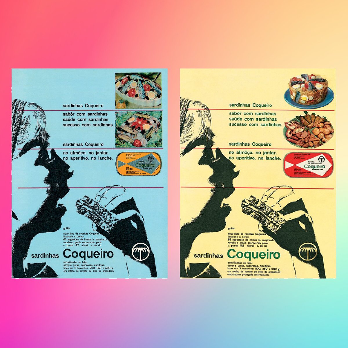 PeoplesGDArc's tweet image. Who collects vintage sardines tins?
Coqueiro sardines packaging, ads, and logo
Alexandre Wollner, 1958
Wollner's designs remained unchanged for half a century!
(from flickr user "ARTExplorer" )
.
#LatinxHistory #HispanicHeritageMonth #PeoplesGDArchive #GraphicDesignHistory