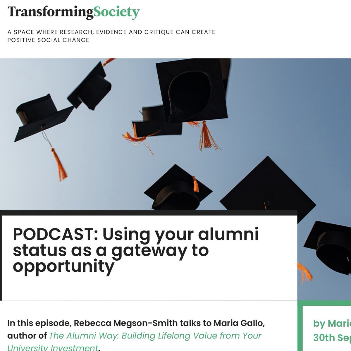 AlumniWay's tweet image. Bursting with enthusiasm.&quot; Host @ridleywrites says so many fabulous things about The Alumni Way book and she starts with this! This @policypress podcast was released on book launch day! Worth a listen! #booklaunch #podcast #alumnipotential #alumninetworks #graduate #TheAlumniWay