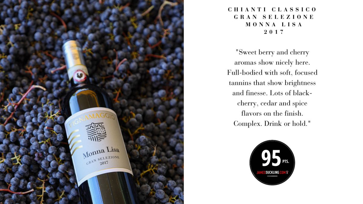 vignamaggio's tweet image. Our Monna Lisa 2017 recently received #95POINTS from @DoctorWine1  in his Guida Essenziale ai Vini d’Italia 2022, and again, 95 POINTS from @JamesSuckling - Two flattering accolades for a special wine that we cannot wait for you to taste.