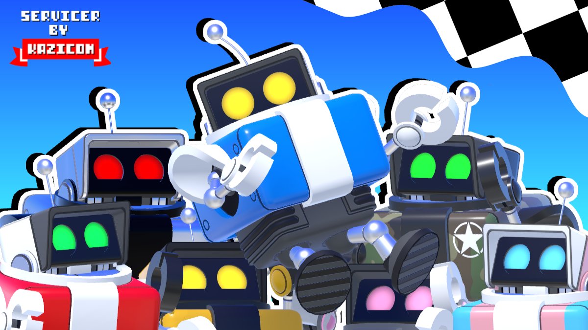 Kazicoms's tweet photo. The Servicer has been released! If you have an affinity for dorky cubes, this is your man!

More info: https://t.co/PALbejKHKZ
#VRChat https://t.co/XbIauqJoqY