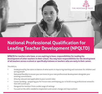Applications are still open for the NPQLTD. Please follow the link for more information and to apply:llse.org.uk/npqltd