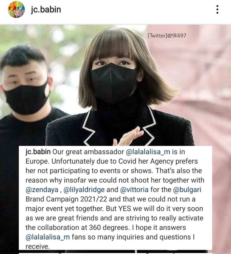 -hi gimana ya yg sekarang setelah ditsindier sama ceo bulgarinya langsung? kaya capek gitu. buat kalian yang kira lisa bakalan ke pfw, ngga sayy lisa ngga dateng ke pfw, gue sebagai fansnya udah capek lahir batin sama yg