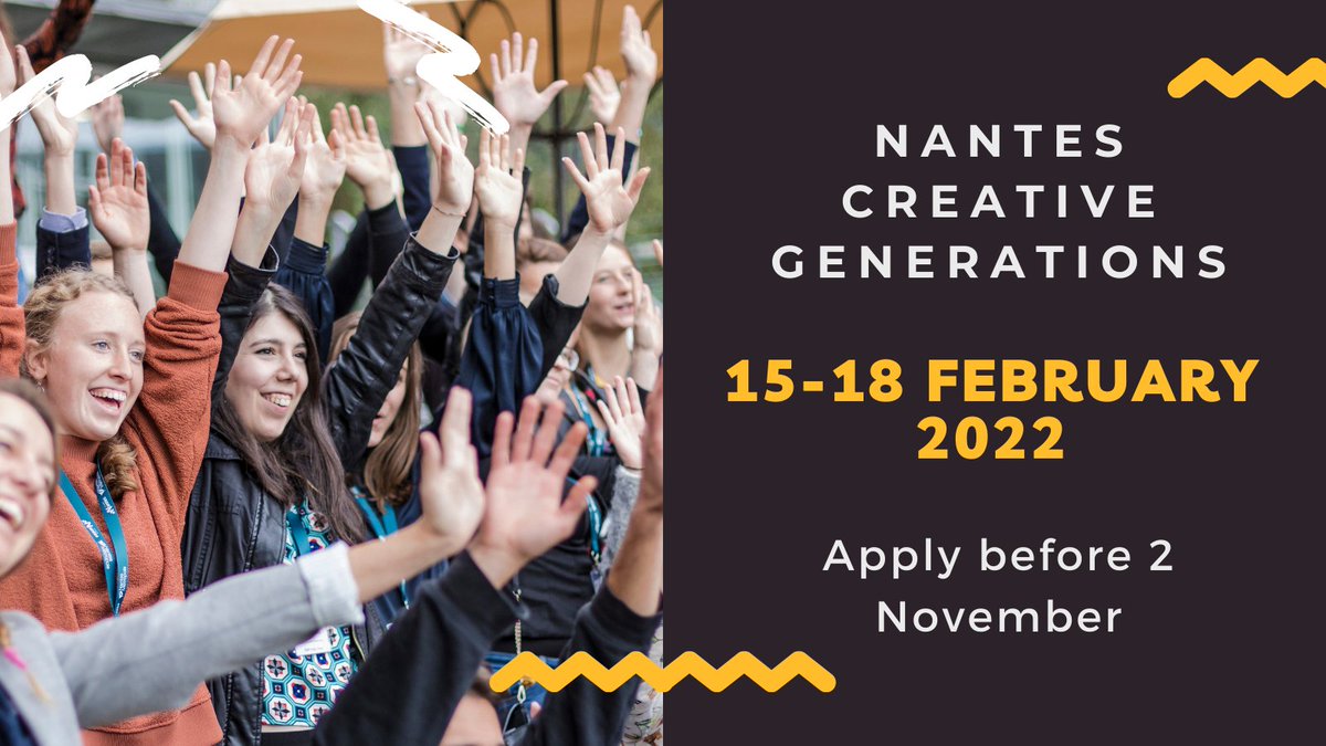 CALL FOR APPLICATION NCG 2022/ Apply before 2 NOVEMBER! 
Submit your project linked to citizenship and join the next NCG European citizenship initiatives Forum that will be held in #Nantes - France on 15-18 February 2022!
👉nantescreativegenerations.eu/en/forum/calls…