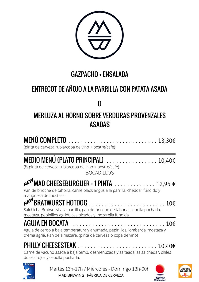 MadBrewingBeer's tweet photo. No te lo pienses y ven a disfrutar de un buen menú y una deliciosa cerveza!!! https://t.co/qbfuFcqx4A