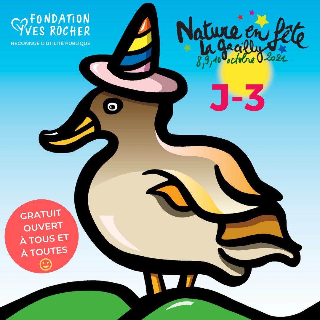 [#festival 🎈] | Nature en Fête, c’est dans 3 jours ! 

Pour ses 30 ans, la Fondation Yves Rocher organise un week end de rencontres et d’activités et le tout GRATUIT ! 🎊🌱☀️
 
Rdv les 8,9 &amp; 10 octobre 2021 à La Gacilly 🎉🥳

Pour vous inscrire :
👉🏻 yves-rocher-fondation.org/sur-le-terrain…