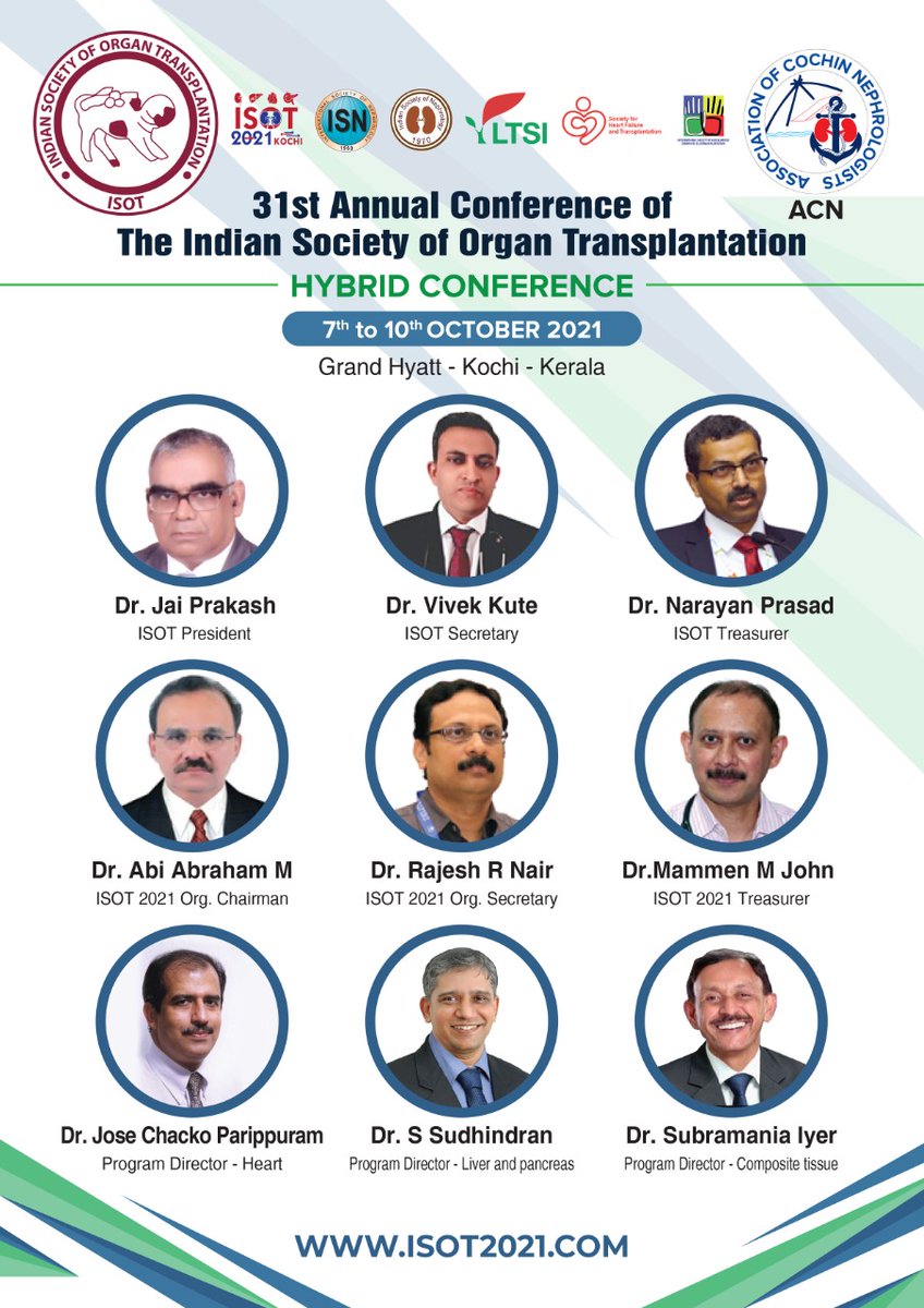 From 7th to 10 Oct we have our annual national conf of ISOT starting at Kochi in a hybrid mode. Check out our website-www.isot2021.com for the prog &amp; Registration. It is a packed meeting with multiple parallel seasons.