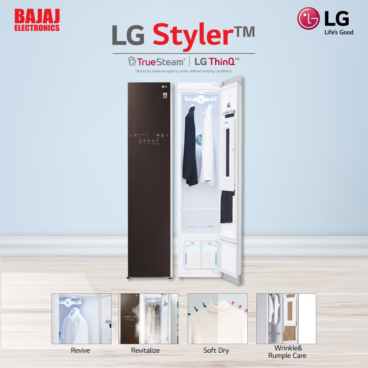 LG Styler Refreshes, Sanitizes, Removes Odour and takes care of your Fabrics. 
Buy your favorite electronics from the nearest #BajajElectronics store.
bit.ly/36hqCFd

#electronicsstore #electronicsmart #lg #LGproducts #refreshandsanitise #telangana #andhrapradesh