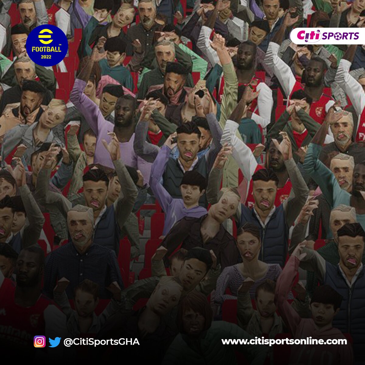 CitiSportsGHA's tweet image. Zombie-looking crowd? Deformed GOATs? Is it a post-apocalyptic world?
No. These are actually a few viral shots from eFootball 22 (formerly PES) after a less-than-ideal launch.
Are you playing it? Will you play it?
#CitiSports #PES #eFootball #FIFA