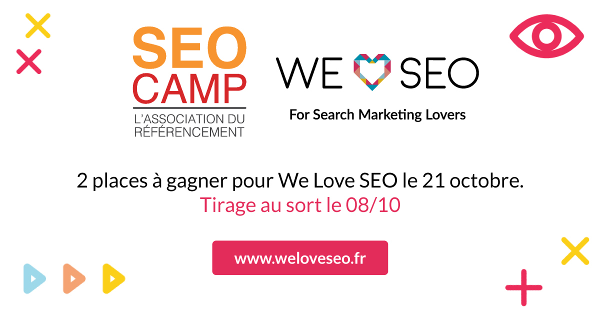 Tentez de remporter 2 places pour We Love SEO le 21 octobre prochain à Paris. 🎉

Pour participer 👇

✅ Retweet
✅ Follow @WeLoveSEO21 &amp; <a href="/seocamp/">SEO CAMP / FePSeM</a>

Plus d'infos sur weloveseo.fr