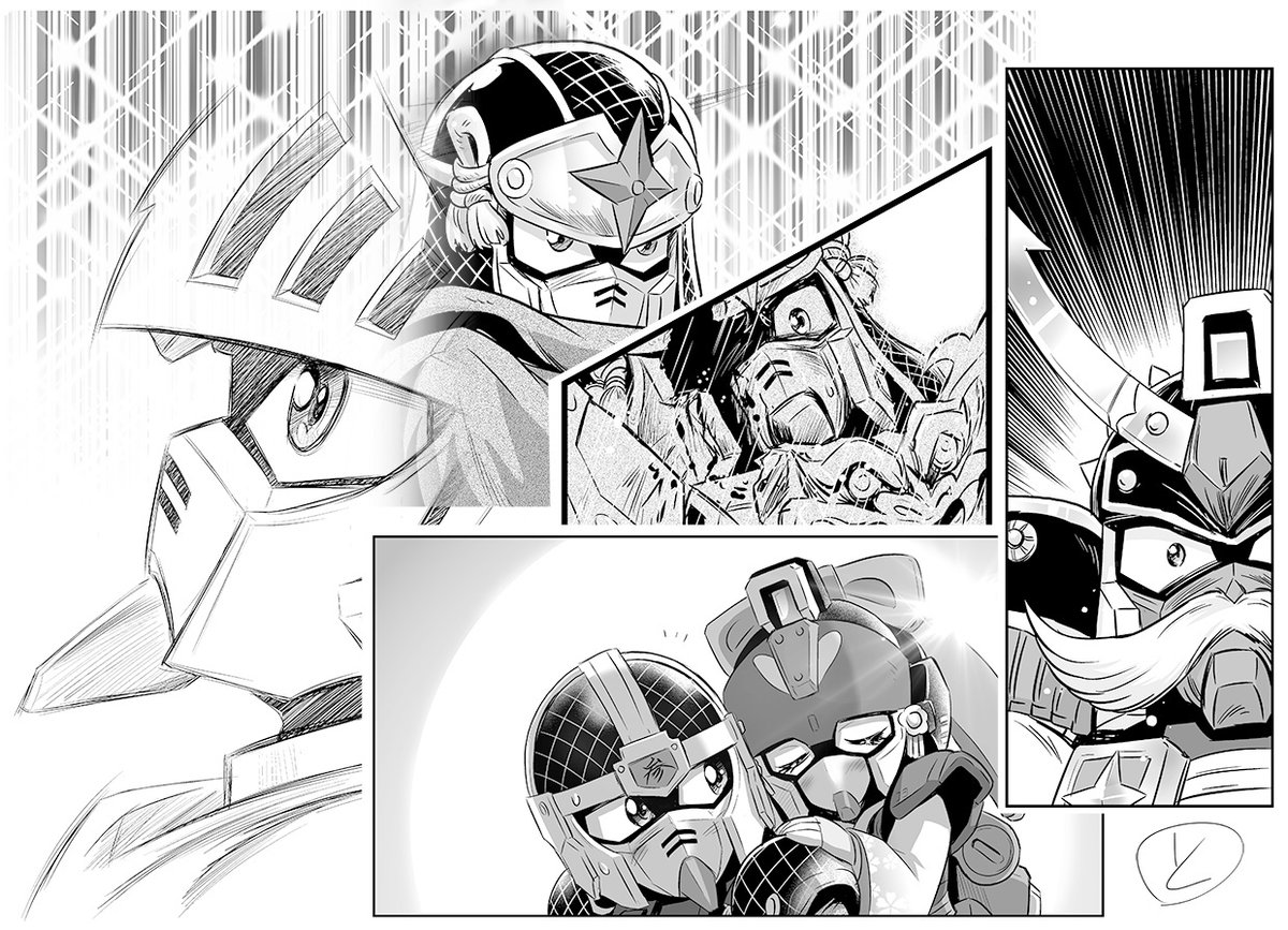 「SDガンダムの目」の話題を見かけてーーー
2年前にヤンマガさんで描いた「異説 真悪参伝」ではSD武者たちの「表情」を工夫してみました。ただこういうの描きたかっただけなんですけどね、満足です(^^) 