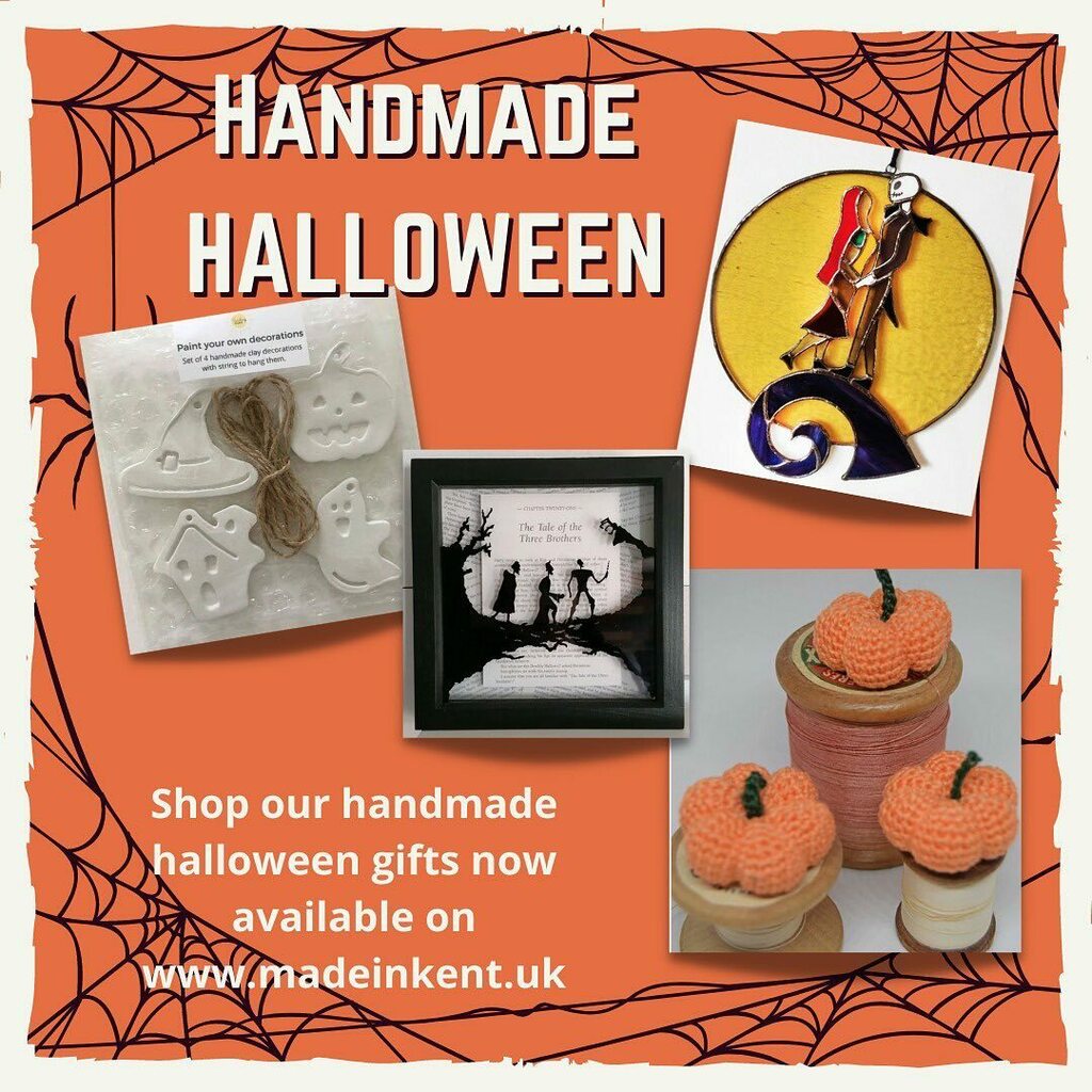 Pop over and visit our Made in Kent website where we now have a Handmade Halloween section with a range of Halloween themed gifts including crocheted pumpkins, paint your own decorations, and beautiful artwork. 

All handmade by talented Kent artists and… instagr.am/p/CUpCPMHMi-z/