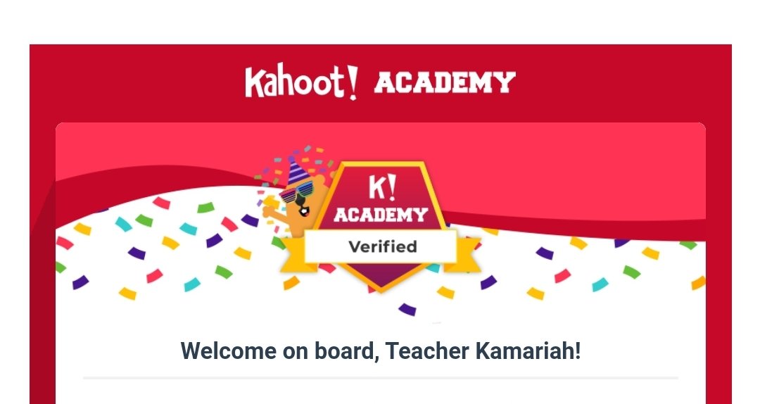 kamariah_awg's tweet photo. Thanks @KahootAcademy @GetKahoot @KahootEvelien @KahootEspen @PendidikDigital @GOHKOKMING2 guide #tkay Just received this email , I'm so excited and grateful , Thanks so much to my friends @nadzulkipli @Umai_Idris @SMKJENGKA2 @mhfitrij #KahootVerifiedEducator #Grateful https://t.co/wORzoO3bR5