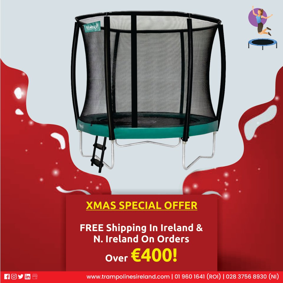 TrampolinesIre's tweet photo. 👉😀Gift your children an adventurous trampoline this Christmas. Book it today without a delay, and get FREE shipping on orders above €400.

Visit https://t.co/Lc3PihtzOF to know more.

#trampoline #flipping #trampolinepark #trampolinefun #trampolineworkout #TrampolineIreland https://t.co/fCJVMjf7Nf