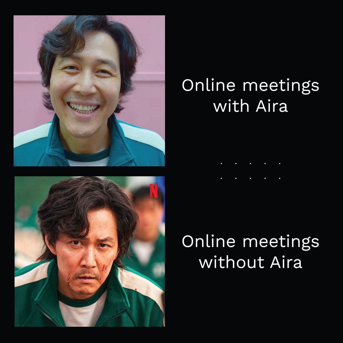 MeetAira's tweet photo. Concentrating in meetings while taking down notes is a real challenge for everyone especially students.
Aira makes meetings easy with autogenerated meeting notes. Take free Aira Demo 
https://t.co/y7G8DRLs13
#workfromhome #zoomlecture #zoomcalls #squidgamenetflix  #squidgamememes https://t.co/VEO0PsLpMY