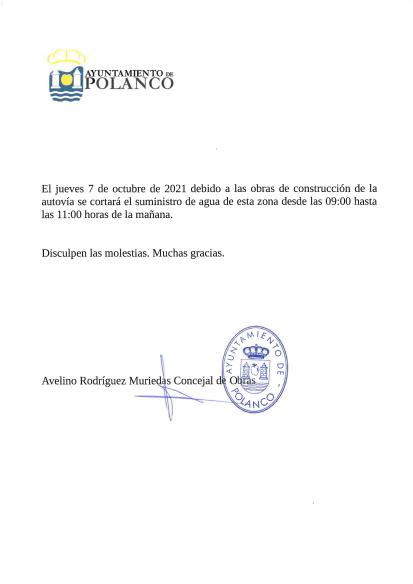 AytoPolanco's tweet photo. #PolancoInforma
Corte de Agua para el 7 de octubre https://t.co/5CU2ngdSBF