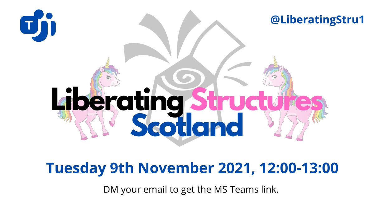 Liberating Structures Scotland (@liberatingstru1) on Twitter photo We’re back! Our next virtual meet up is detailed in the image below.
To join us please DM your email address. #LibStrucScot <a href="/DanHarley3/">Dan Harley</a> We’re back! Our next virtual meet up is detailed in the image below.
To join us please DM your email address. #LibStrucScot <a href="/DanHarley3/">Dan Harley</a>