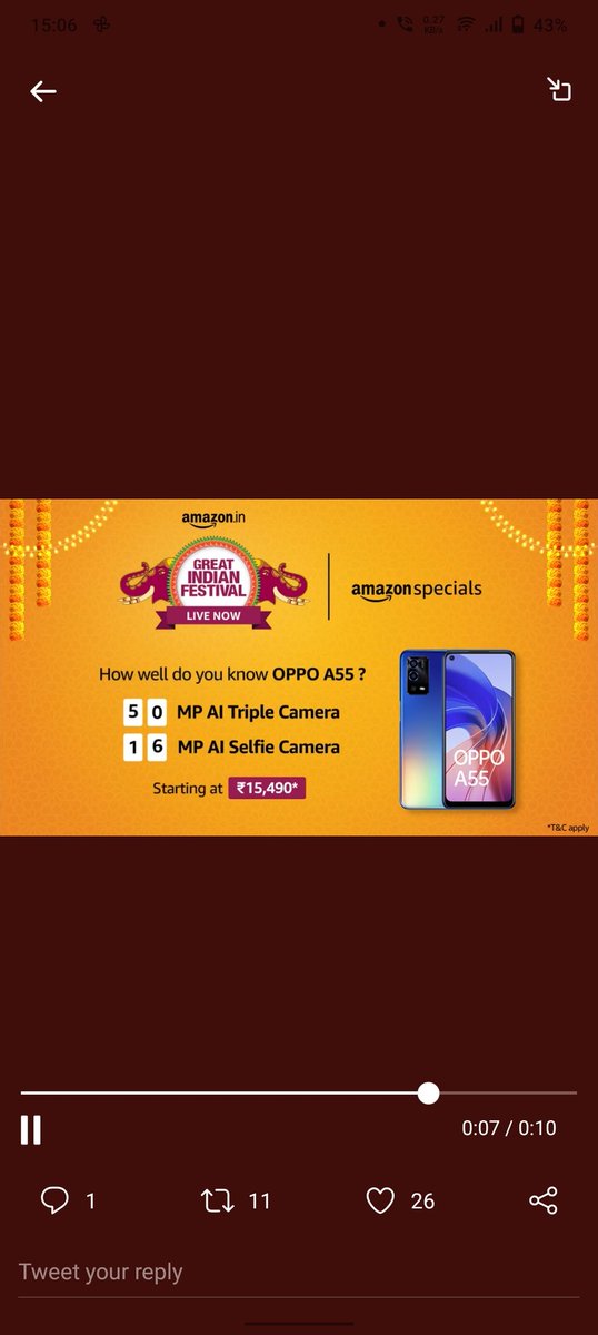 KaruleXa16's tweet photo. @amazonIN #AmazonGreatIndianFestival 
#OPPOA55OnAmazon 
@amazonIN https://t.co/Za8j2sNQ06