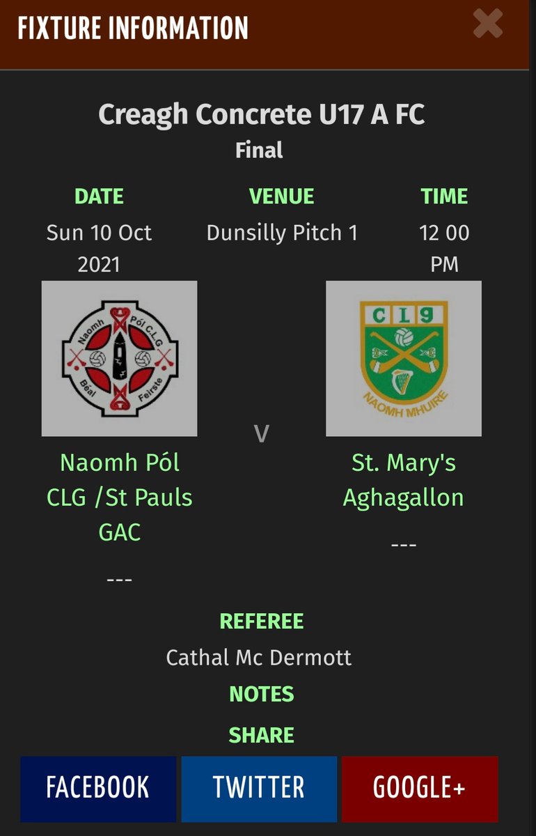 All roads lead to Dunsilly on Sunday as our minors take on St. Paul's in the County Minor Championship Final.

Looking forward to seeing all our supporters there.