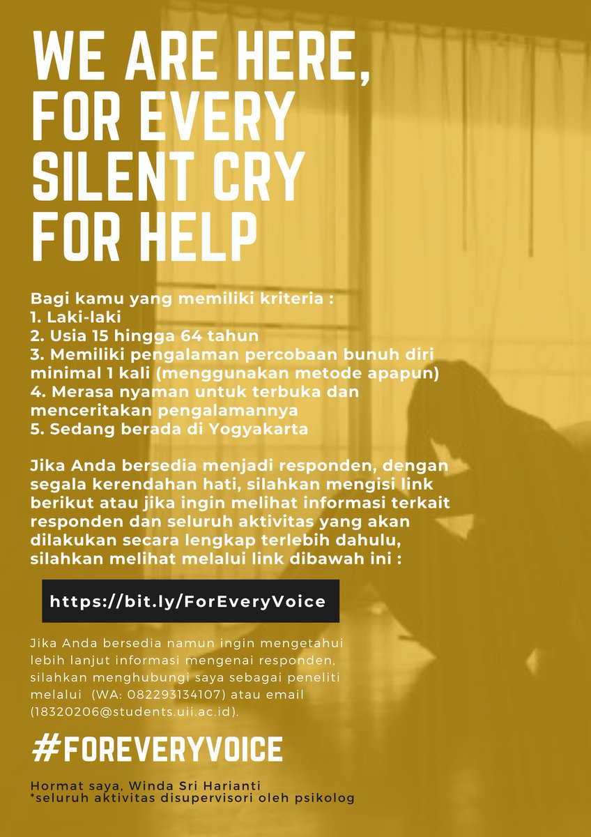 Windashnn's tweet photo. Halo, saat ini saya sedang mencari responden untuk keprluan skripsi. Jika Anda sesuai dengan kriteria tersebut, silahkan membaca informasi berkaitan dengan prosedur penelitian terlebih dahulu melalui link berikut :

https://t.co/03Kwi9pxVO https://t.co/TthrsTyFvd