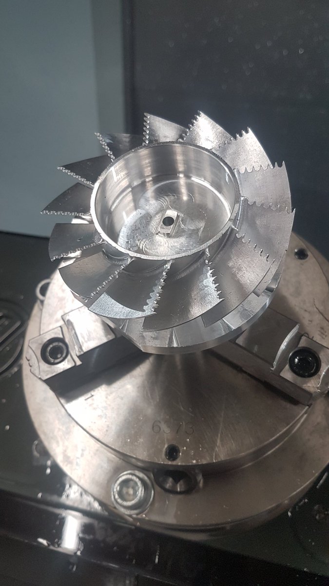 kevinsmithuk1's tweet photo. 5 Axis Trunnion work... Impeller #UoSDesign #EDMC https://t.co/uWdeQe5jbN