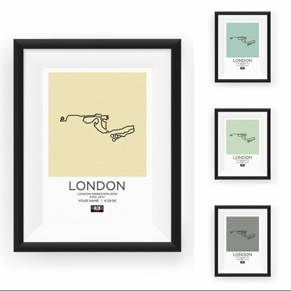 Want to celebrate your success from last weekends @LondonMarathon? Then why not do so with a customised race print. Available in 4 background colours. racedcoaching.com/shop/ols/produ…