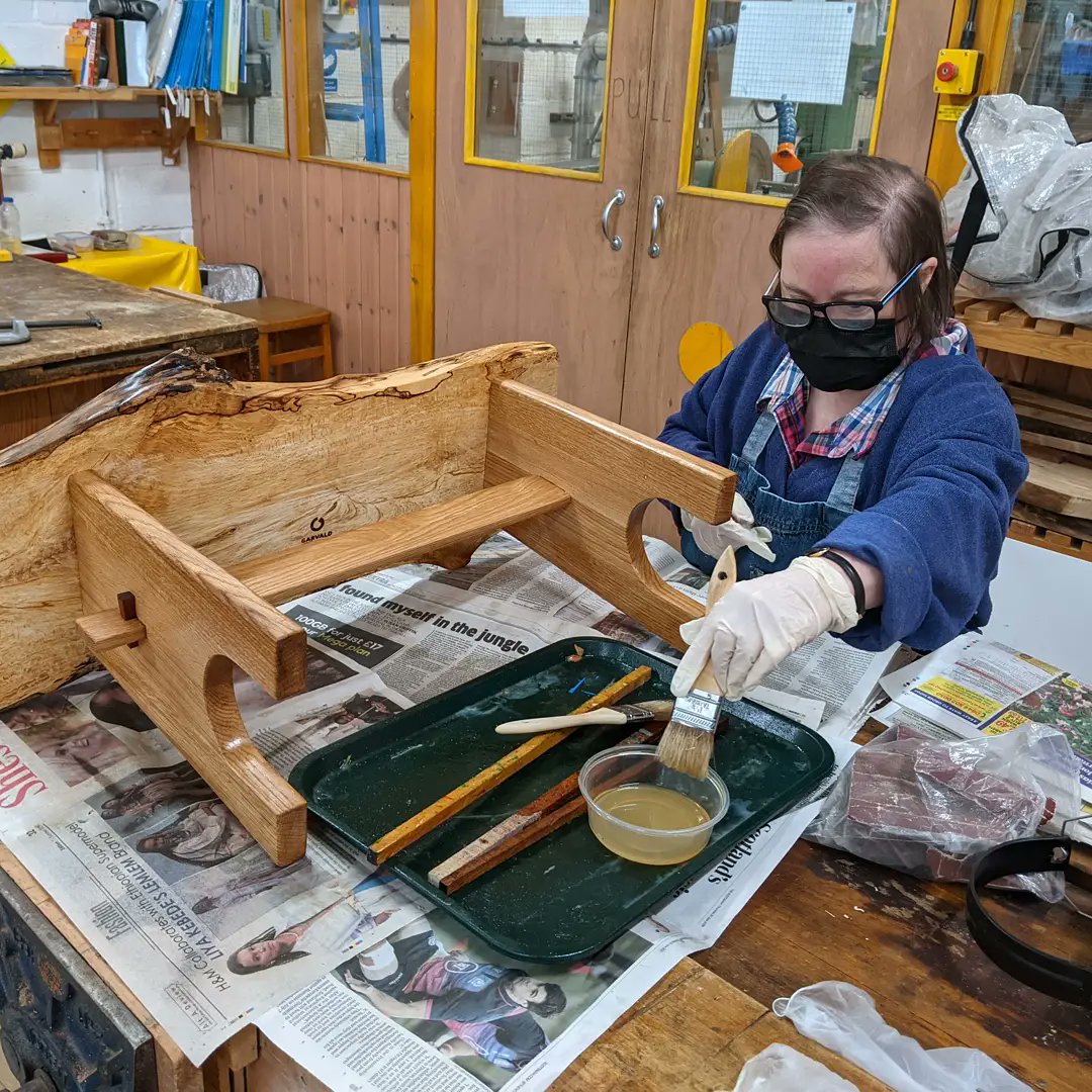 garvaldwoodwork's tweet photo. 2 beautiful stools assembled, glued, clamped and oiled.
The culmination of lots of work from Robert and Jane.
#GarvaldEdinburgh #oak #spaltedbirch #cherry #ldarts #AbilityNotDisability #GarvaldWoodworkers https://t.co/uZLgSCvXG0