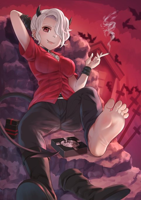 喫煙中のズドラーダさん
#Helltaker #ズドラーダ #ドMASTERの展覧会 #あんよ党 #足裏 