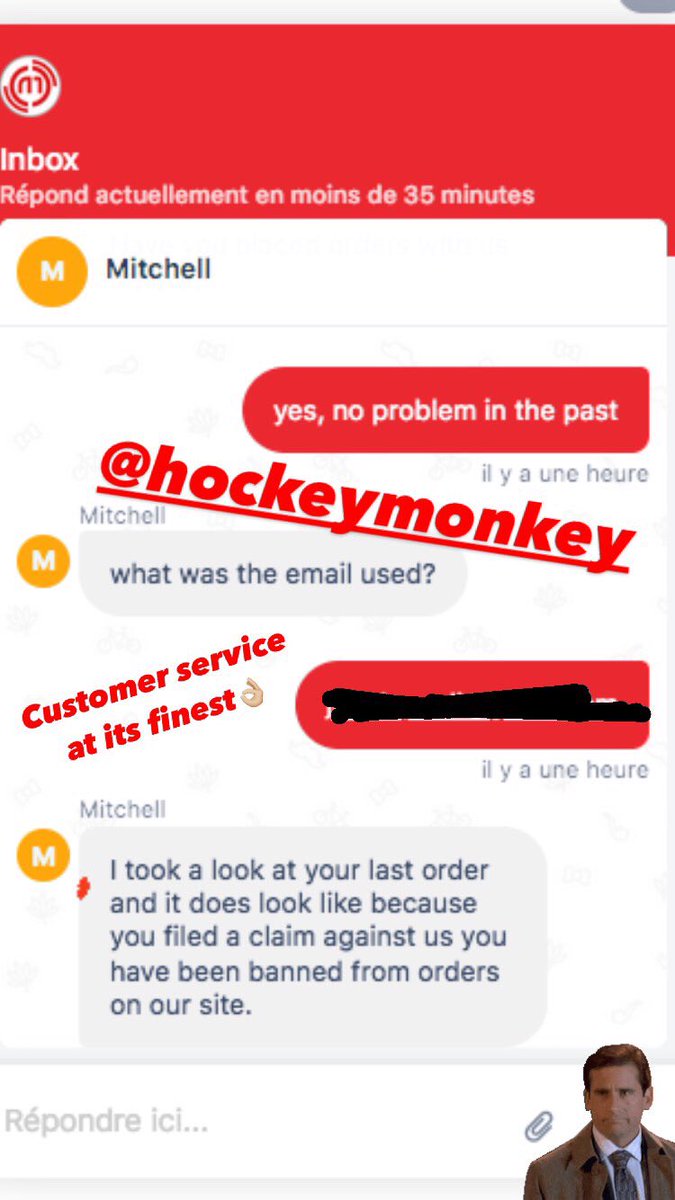 JimDePaoli's tweet photo. 2 years ago I ordered a few sticks and some gear on @HockeyMonkey 
Some goods were missing at the delivery, filled a claim and got a refund for missing items.
Yesterday, wanted to order some new sticks. Unable to place my order, I asked the help center why, this is their answer👇🏼 https://t.co/dhtrCYgNze