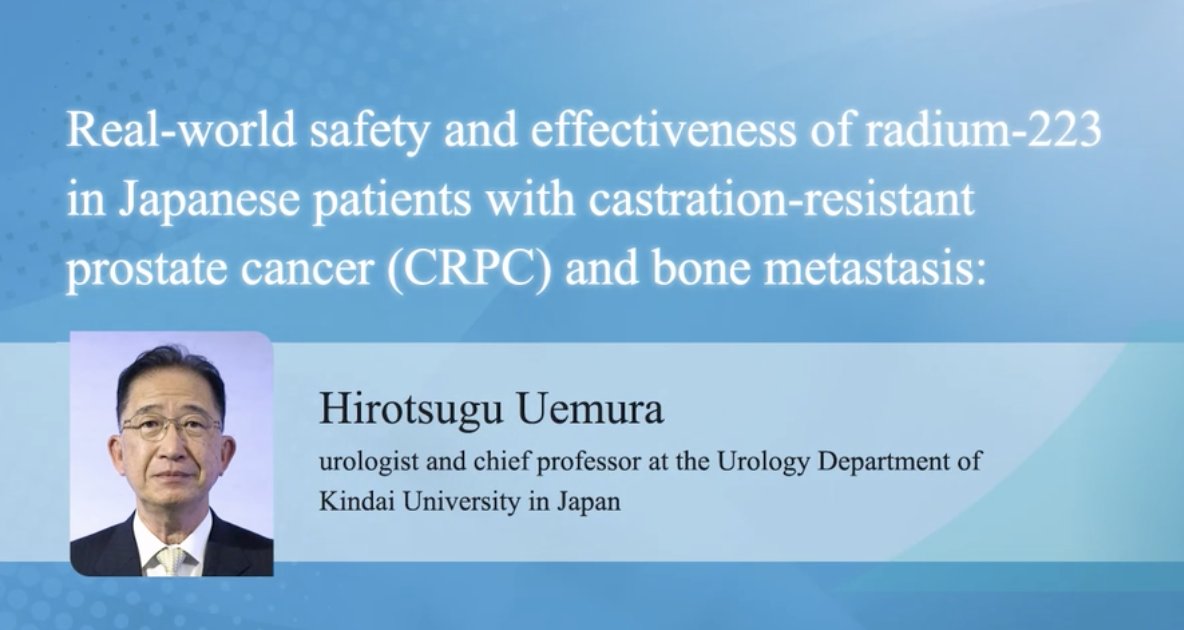 urotoday's tweet photo. Real-world safety and effectiveness of radium-223 in Japanese patients with castration-resistant #ProstateCancer #CRPC and bone metastasis. #BeyondTheAbstract with Hirotsugu Uemura, MD, PhD. #WatchNow on UroToday > https://t.co/3bqdw37186 #ICJO https://t.co/u6rRJhlfgM
