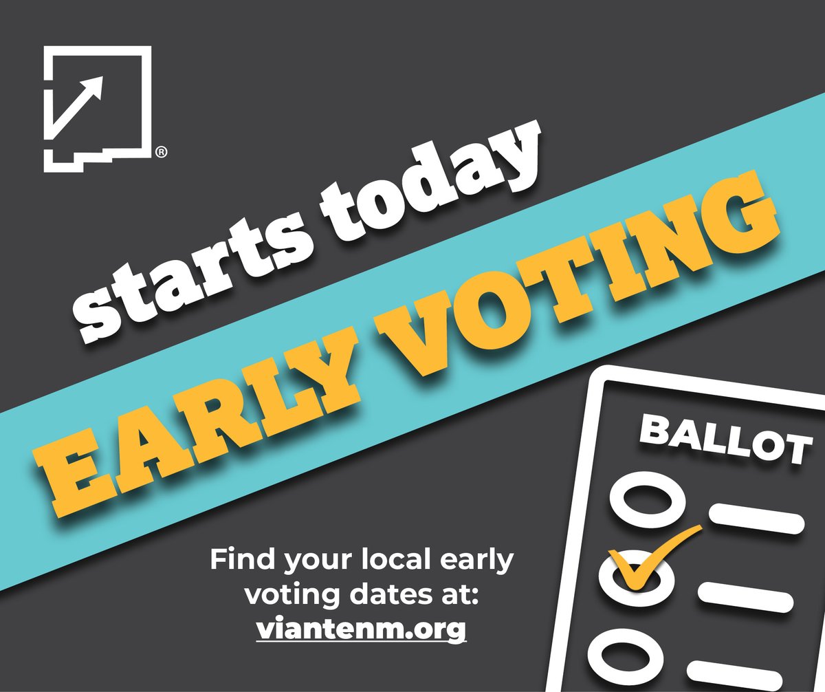 Early voting starts today at some locations. Look at Viante's interactive Early Voting Location Map to see when the place closest to you is open: 

google.com/maps/d/u/1/edi…

#NMPOl #NMVotes #Vote