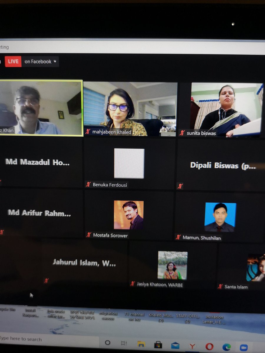 mahjabeenkhaled's tweet photo. Virtual discussion on certificate course on Climate change, Displacement &amp; #migration organised #WARBE #PROKAS, Swiss development agency &amp; Cooperation #Bangladesh https://t.co/Jvc1s9GuSQ