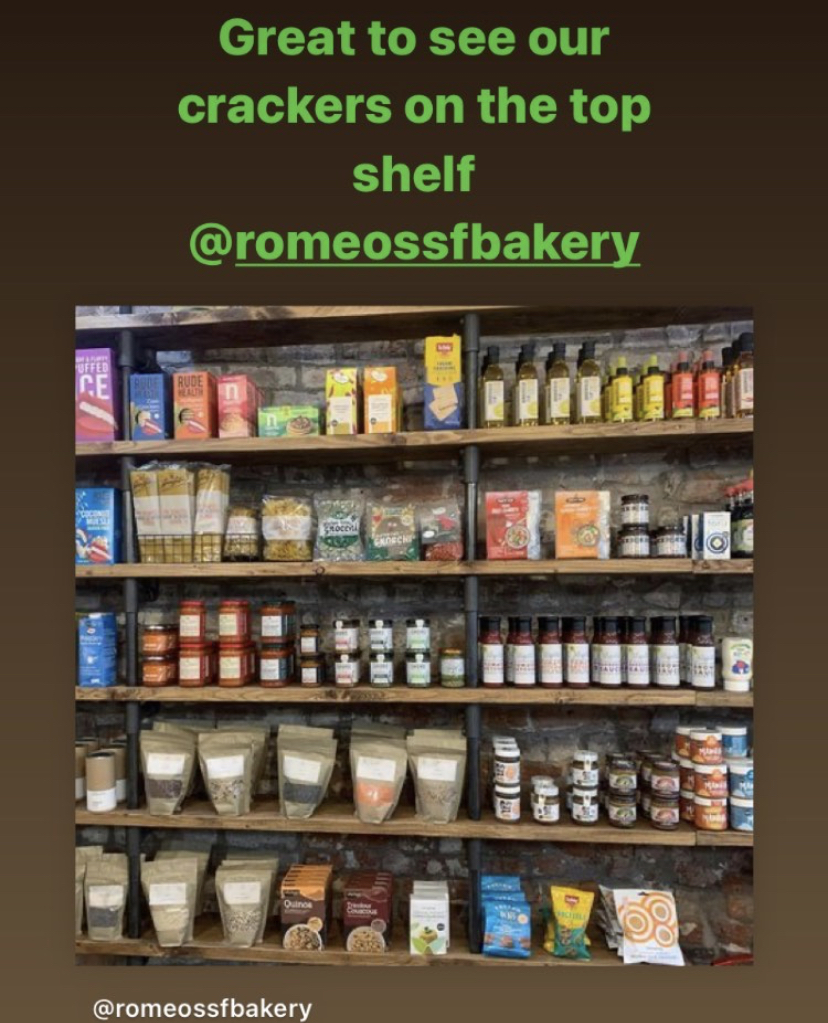 We love it when we see our products in store … here are our crackers at <a href="/romeossfbakery/">Romeo's Bakery</a>