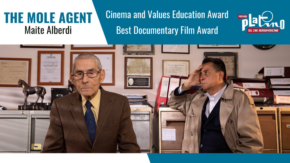 We're so proud that <a href="/lamaitealberdi/">Maite Alberdi</a>'s incredible film THE MOLE AGENT had two wins at the Premios Platino: The Best Documentary Award, and the Cinema and Values Education Award. Congratulations to the winners! 

#PremiosPLATINO2021