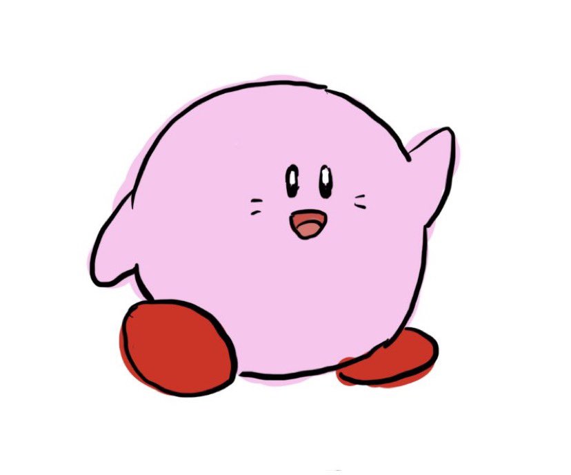 kirby white background open mouth no humans simple background smile solo full body  illustration images