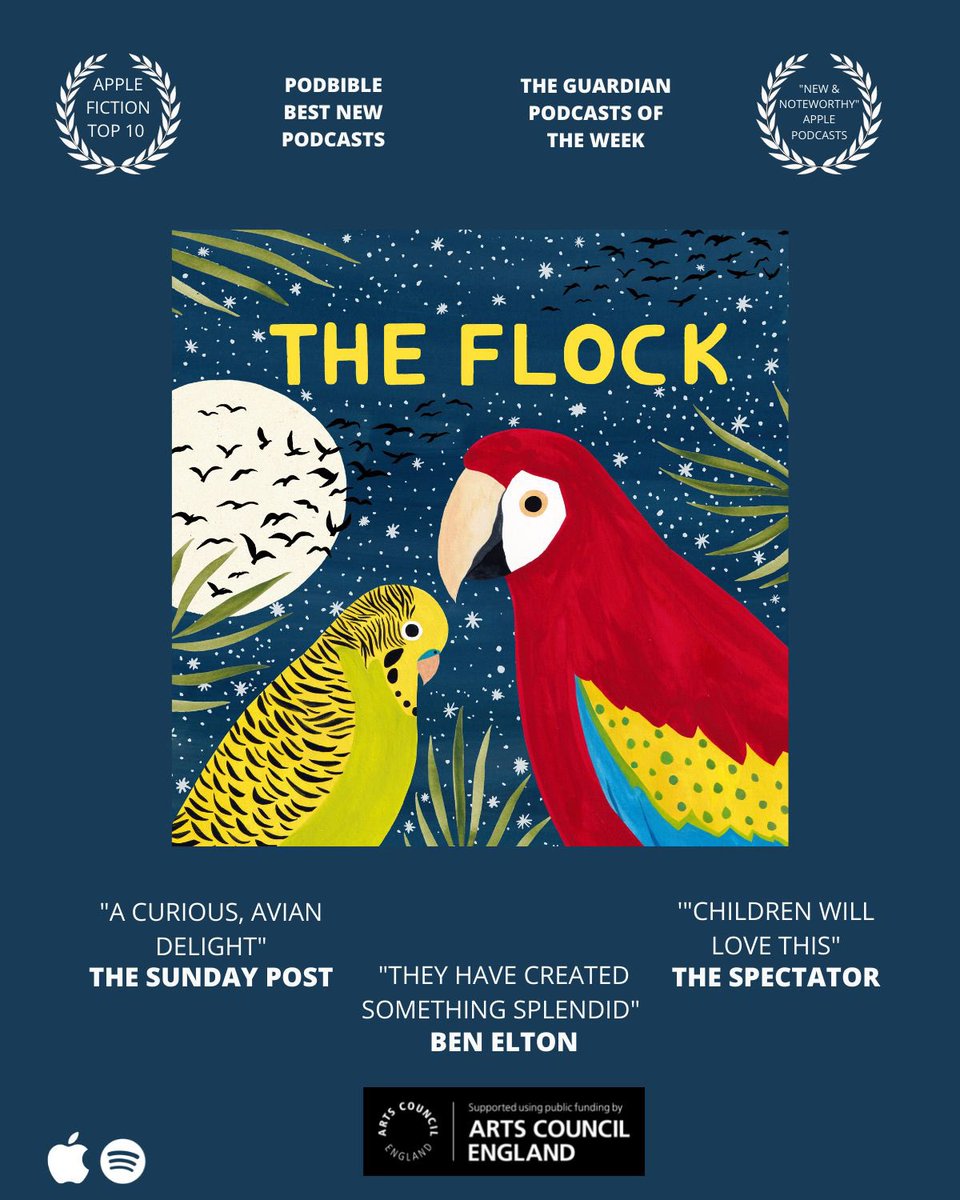 All eight episodes of The Flock are now available for your listening pleasure. 

🦜 Audio drama with songs
🌳 Environmental fable told by birds
📜 Based on Ancient Greek play
🌍 Epic adventure, occasional 💔 
💚 Hope

Rated: 🪶🪶🪶🪶🪶

anchor.fm/theflockpod
