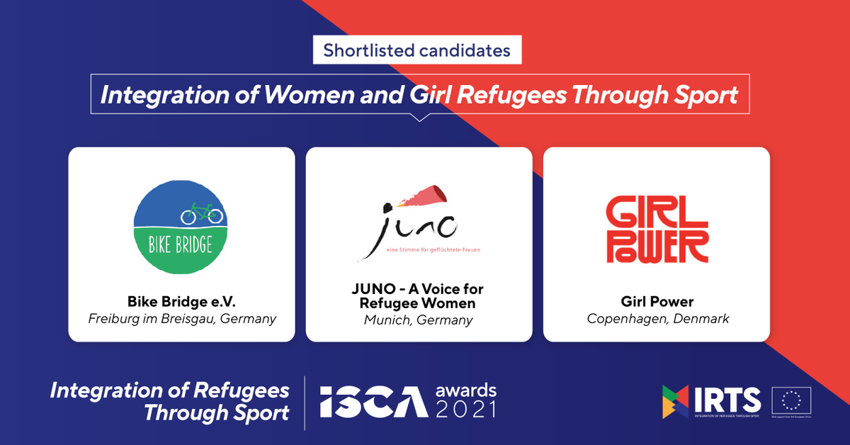 ISCA_tweet's tweet photo. We believe that to make positive change, all women's voices need to be heard. Read about the shortlisted candidates in the category Integration of Women and Girl Refugees Through Sport of ISCA IRTS Awards 2021 https://t.co/ddmBPC0rBV #IRTSNetwork #WithRefugees #PlayTogether https://t.co/Z0mSLSaCSJ