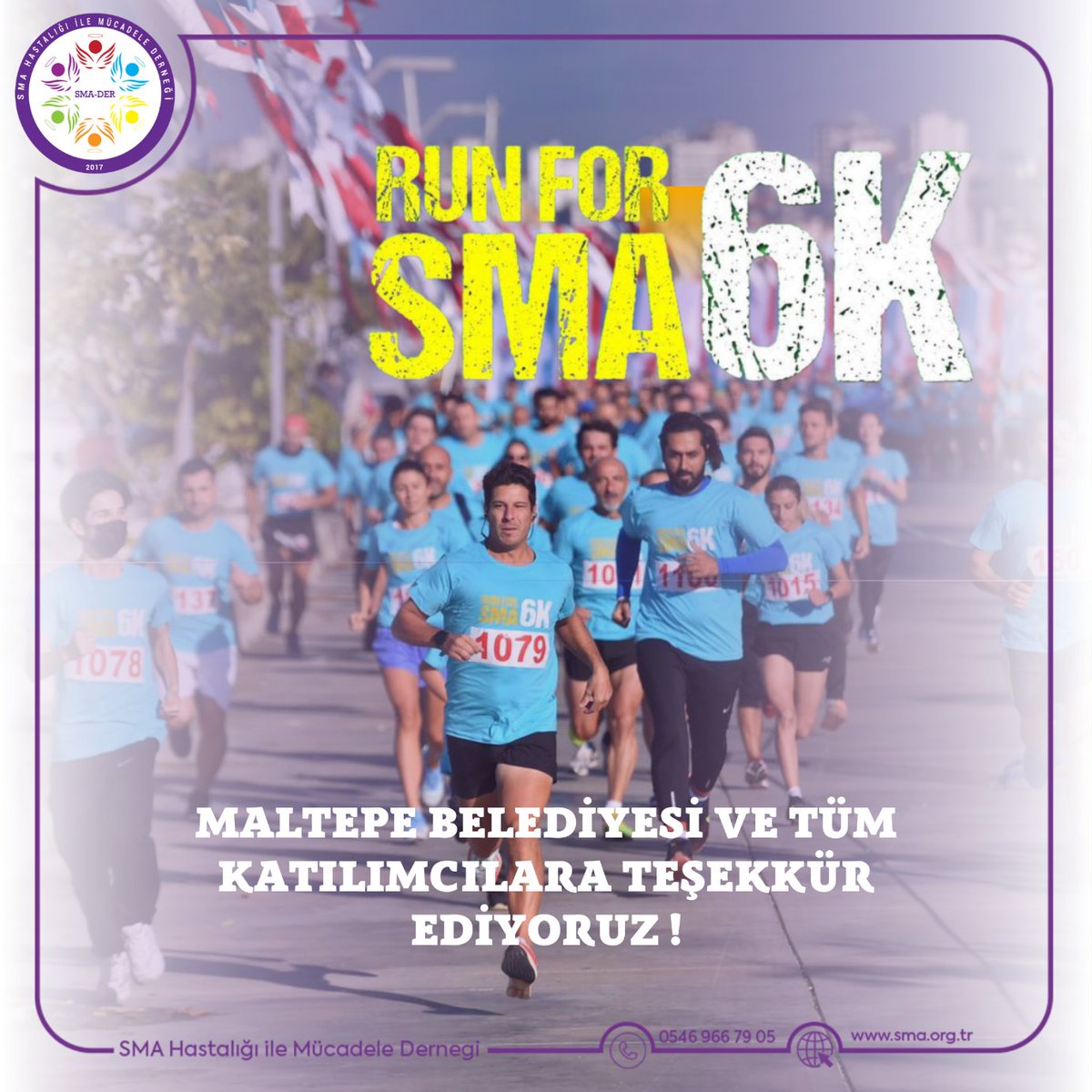 turkiyesmavakfi's tweet photo. 🎽Run For SMA 6K organizasyonunu düzenleyen Maltepe Belediyesine ve adımlarını SMA hastaları için atan tüm katılımcılara teşekkür ediyoruz.
@maltepeBelTr
@maltepevespor
#smader #smadernegi #runforsma6k #maltepebelediyesi https://t.co/9w9V18NiMV
