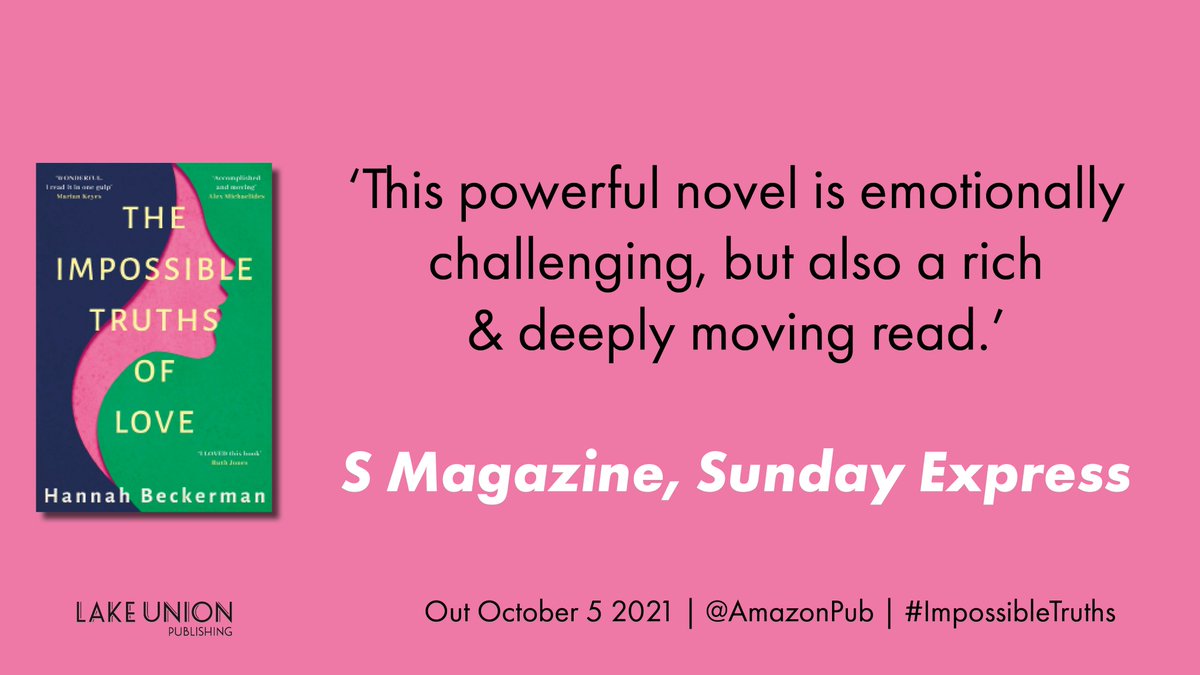 FMcMAssociates's tweet photo. Happy publication day to the highly anticipated #ImpossibleTruths, the new novel by bestselling author @hannahbeckerman!
Early readers have shared their glowing reviews for this poignant story of love, loss, family & identity - Check out the fantastic quotes below! @AmazonPub https://t.co/5fsVb1PFVB