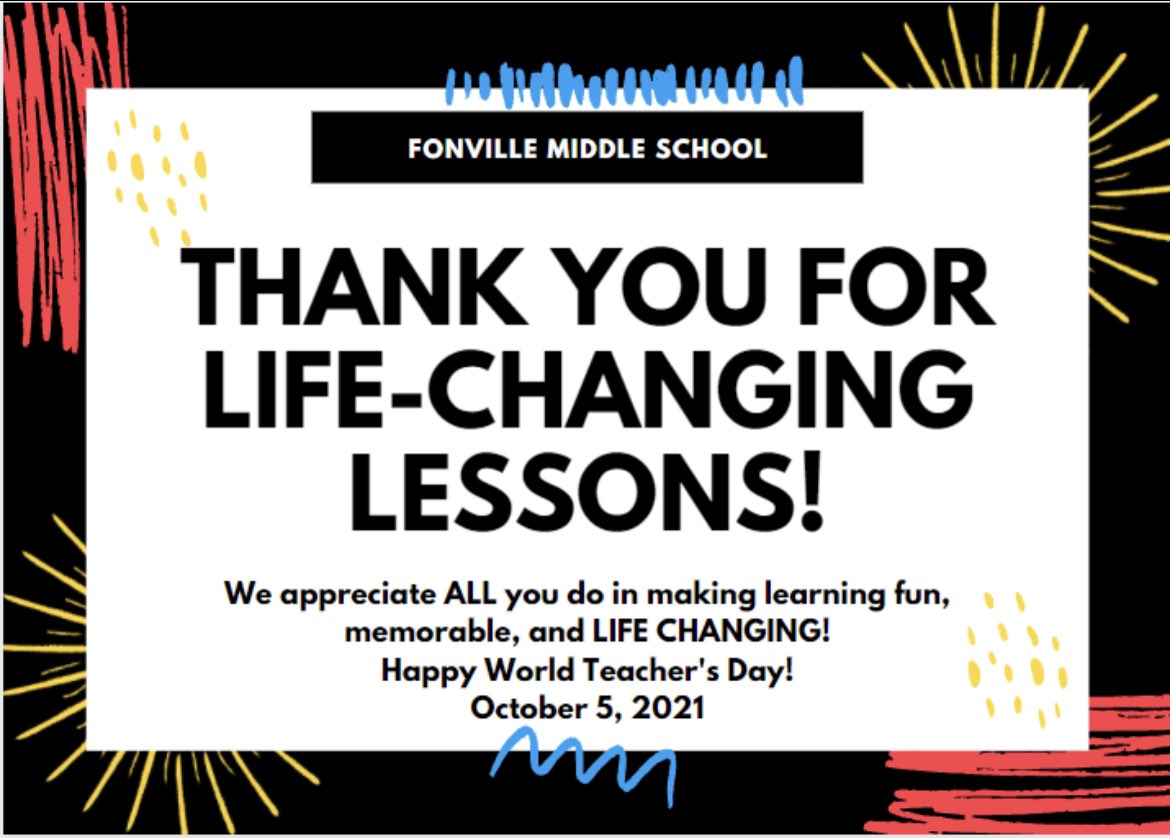 Can you still name every teacher you’ve had? <a href="/Fonville_MS/">Fonville Middle School</a> #Impact #WorldTeachersDay