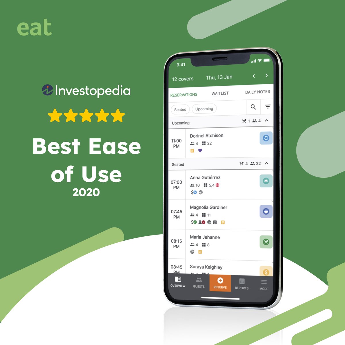 Did you know that Eat App has been voted as the Easiest to Use Table Management and Reservation system by <a href="/Investopedia/">Investopedia</a> ? 🥇⁠
⁠
We're working hard every day to create a system that acts as your smartest employee without adding any extra work to your already heavy load. ⁠