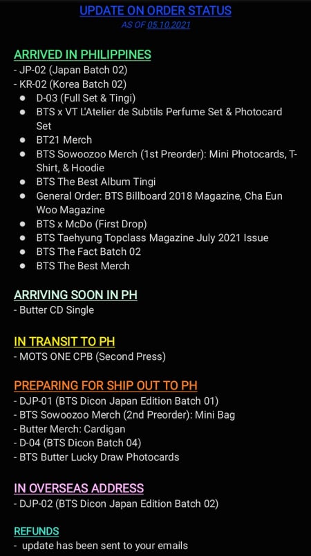 MujigePH's tweet photo. #MujigePHUpdate as of 05/10/2021
Hello! All updates for pending orders have been sent via email including the update for refund. Please read the next tweets for the delivery schedule this week. https://t.co/NDwmN2OERk