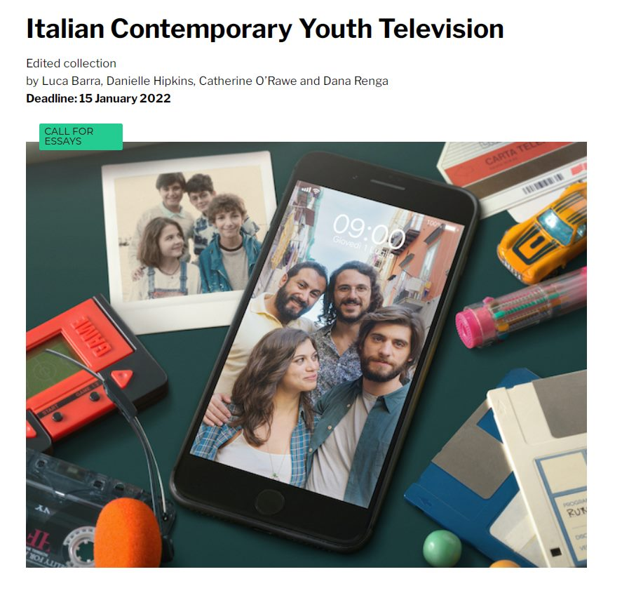 luca_barra's tweet photo. Call for papers! Together with @DanielleHipkins, @cathorawe and @danarenga, we are preparing an edited collection on Italian contemporary teen/youth TV. Join us with your proposals, and spread the word! Deadline for abstracts: 15 January 2022. Details: https://t.co/tWr6Elygt9 :) https://t.co/eVrPKO4Nta