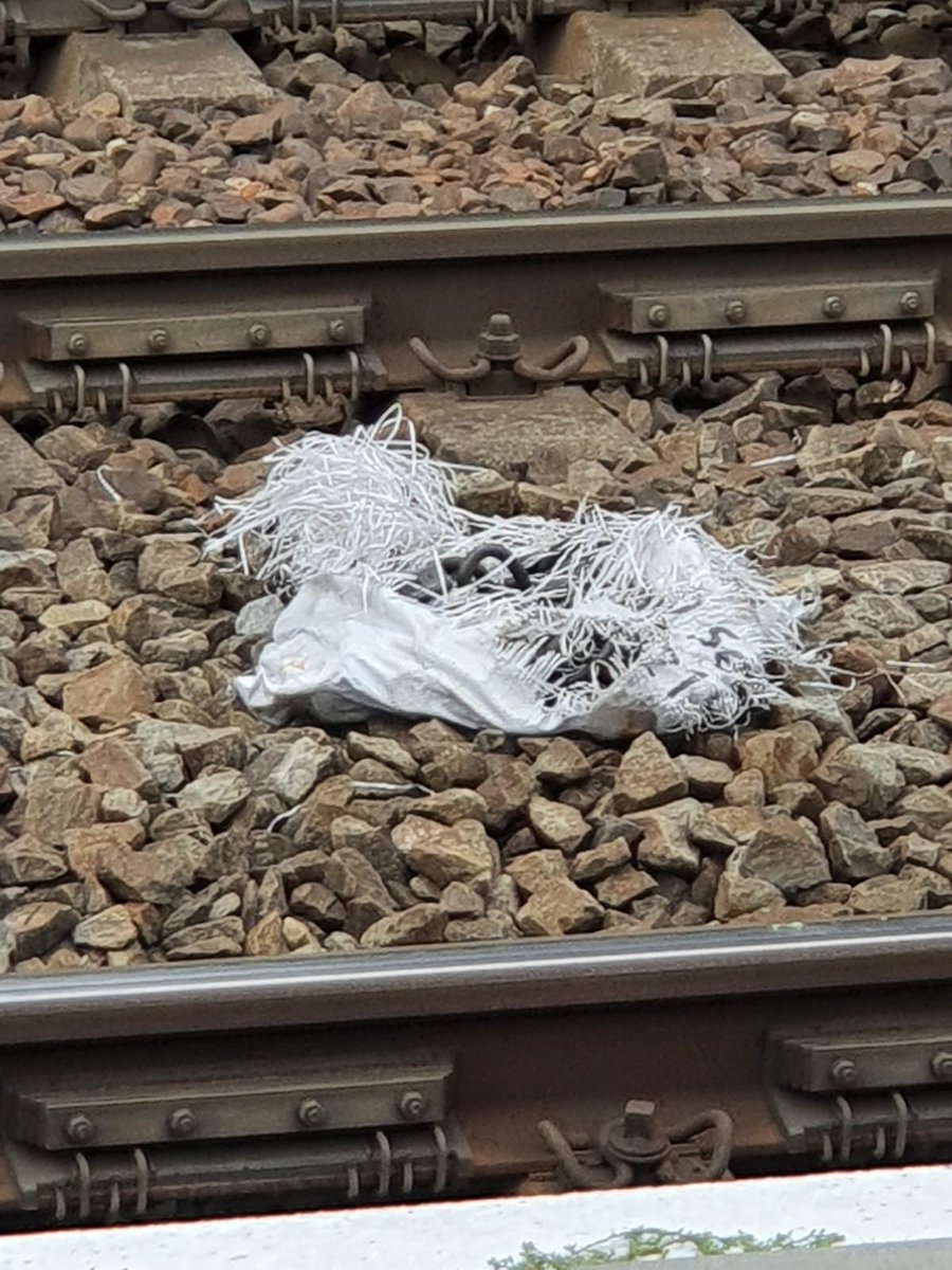 Beste <a href="/ProRail/">ProRail</a> volgens mij moet dit toch vast een stuk #milieuvriendelijker kunnen. Deze zakken met klemmen liggen al weken langs het spoor tussen Tbu en Tbr en zijn door de rijwind helemaal kapot gereden, waardoor de vezels van de zakken over een groot gebied verspreid liggen.