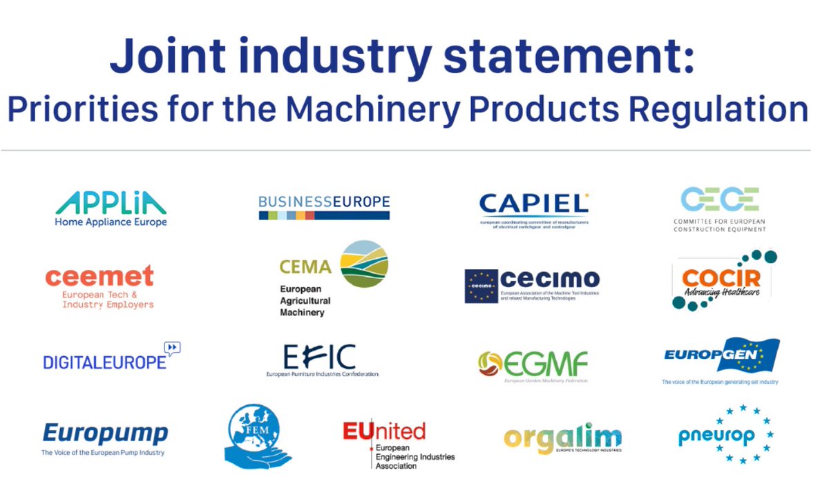 📣CECE together with 16 other industry associations co-signed a joint statement urging legislators to ensure the right conditions for future success of #Machinery4EU

Read the statement here ➡️ bit.ly/3iyOSt5