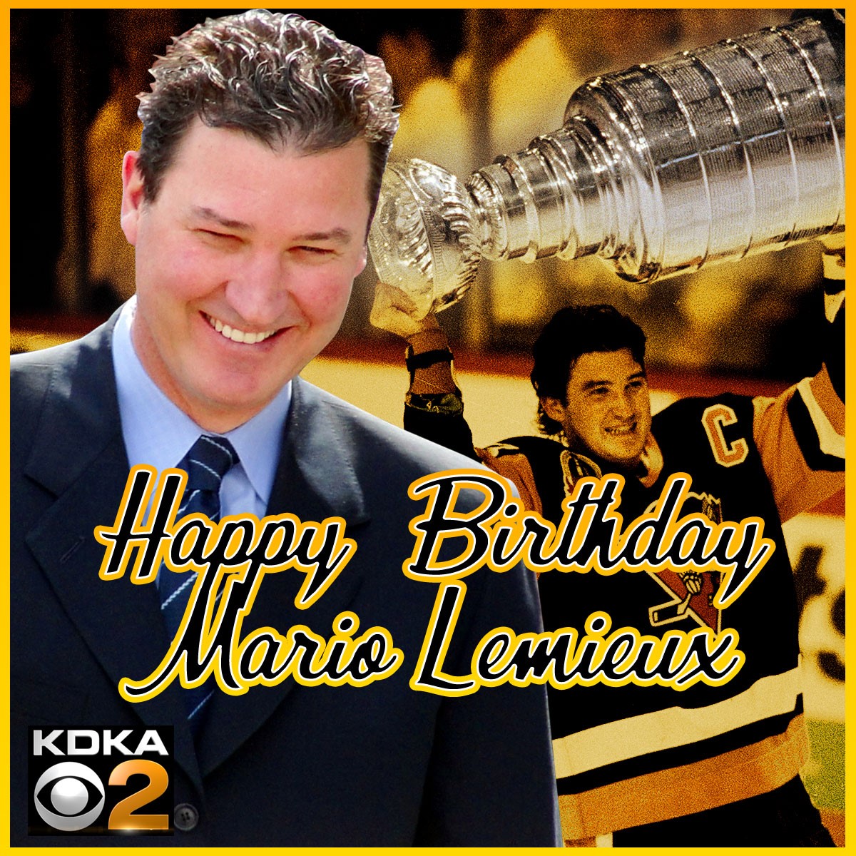 KDKA's tweet photo. 66 TURNS 56: Happy birthday to Penguins all-time great Mario Lemieux, who celebrates his 56th birthday today! 🐧🐐 https://t.co/4nI8kzlTdK
