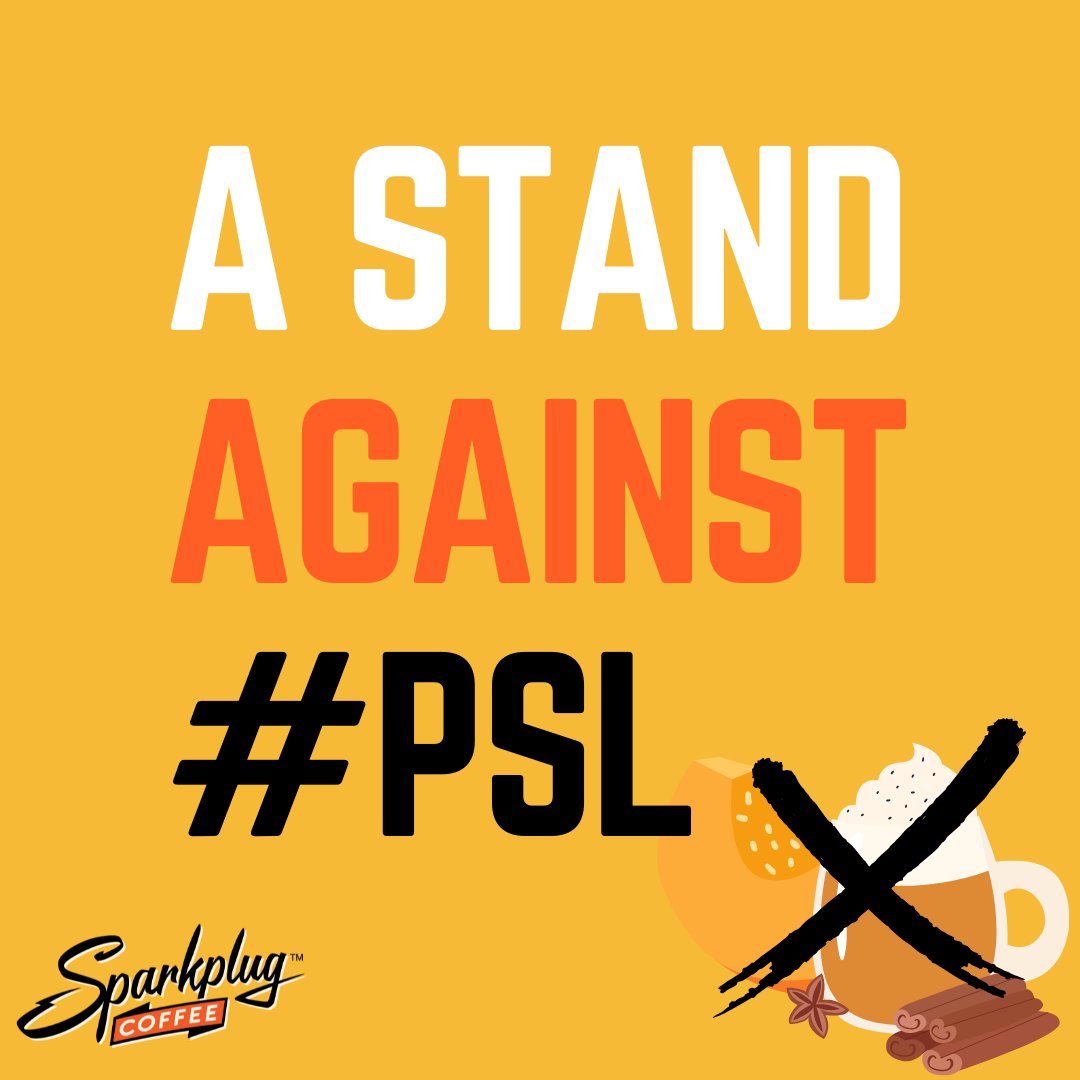 SparkplugCoffee's tweet photo. The #PSL’s time is done. 
Sparkplug's FOCUS whisky-infused* coffee is seasonal, yet bold, Delicious, not dated. A serious coffee that doesn't need the sugar.

#pumpkinspicelatte #pumpkineverything #NOTstarbucks #NOTPumpkinSpiced #ShoplocalCanada #homebrewcoffee #WomenInBusiness https://t.co/MsHJlPQ6h4
