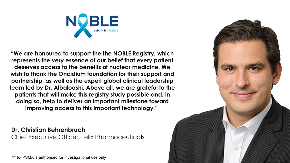 NobleRegistry's tweet photo. "We are grateful to the patients that are making this registry study possible and helping to deliver an important milestone toward improving access to this important technology." - Dr. Christian Behrenbruch, CEO @TelixPharma. 

#NOBLERegistry #OncidiumFoundation #ProstateCancer https://t.co/yOzLV68ZWG