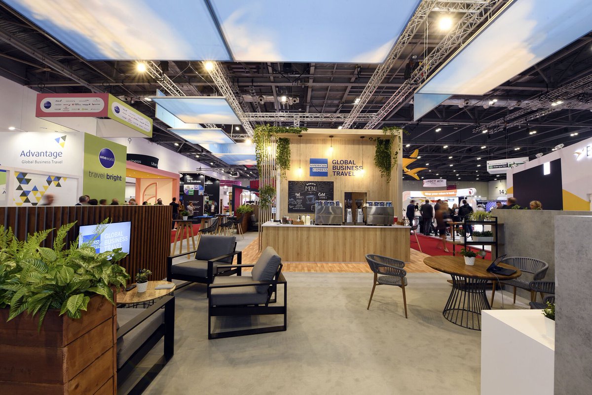 ExhibitMems's tweet photo. The @amexgbt #backtoblueskies stand at @BTShowlondon last week @ExCeLLondon
#businesstravel #eventprofs #exhibitionstand #exhibitionsmeanbusiness #exhibitiondesign https://t.co/EGsZOMFRCe