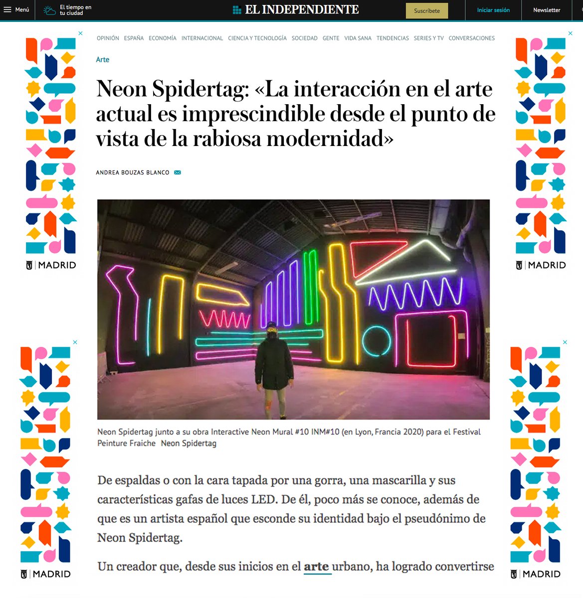 Entrevista Hoy en el diario El Independiente firmada por <a href="/bouzas_andrea/">Andrea Bouzas</a> #elindependiente #diario #entrevista #interview #spidertag #neon #arteurbano #mural 
elindependiente.com/tendencias/art…